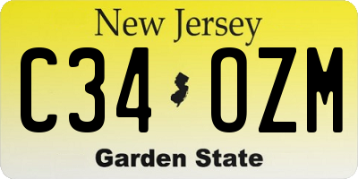 NJ license plate C34OZM