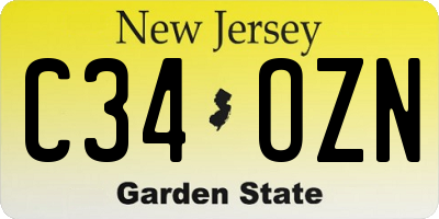 NJ license plate C34OZN