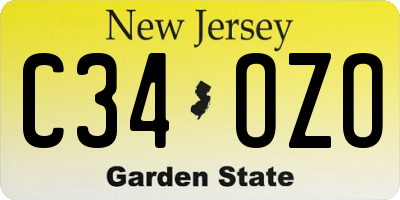 NJ license plate C34OZO