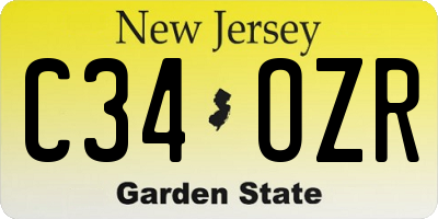 NJ license plate C34OZR