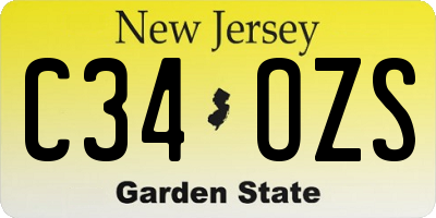 NJ license plate C34OZS