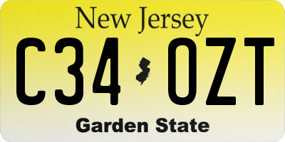 NJ license plate C34OZT