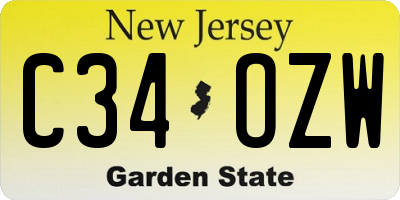 NJ license plate C34OZW