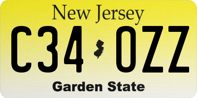 NJ license plate C34OZZ
