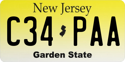 NJ license plate C34PAA