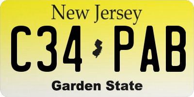 NJ license plate C34PAB