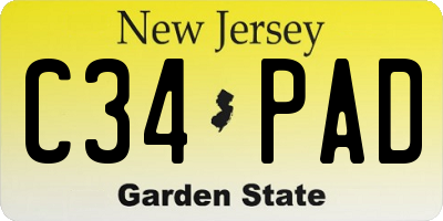NJ license plate C34PAD