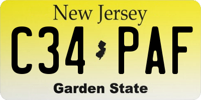 NJ license plate C34PAF