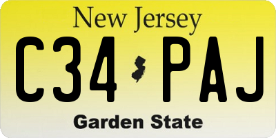 NJ license plate C34PAJ