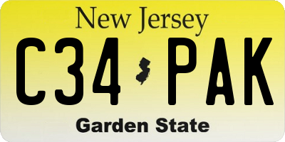 NJ license plate C34PAK