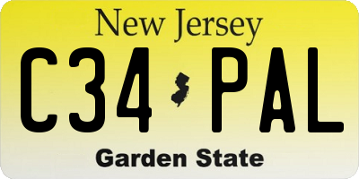NJ license plate C34PAL