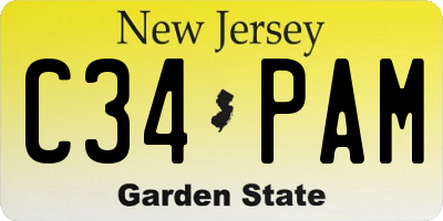 NJ license plate C34PAM
