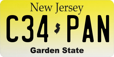 NJ license plate C34PAN