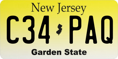 NJ license plate C34PAQ