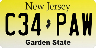NJ license plate C34PAW