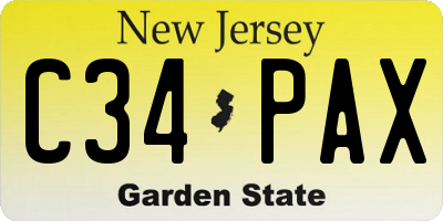 NJ license plate C34PAX