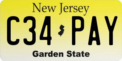 NJ license plate C34PAY