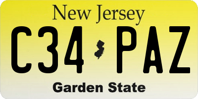NJ license plate C34PAZ