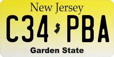 NJ license plate C34PBA