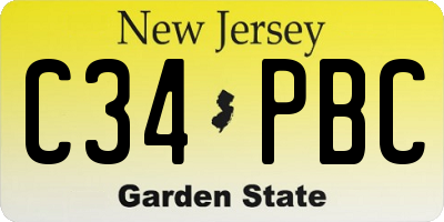 NJ license plate C34PBC