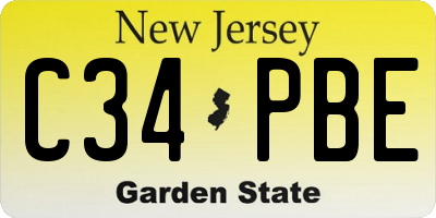 NJ license plate C34PBE