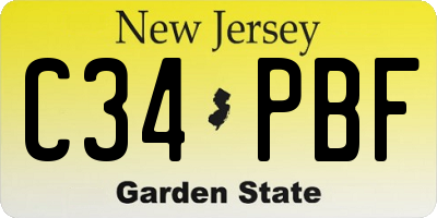 NJ license plate C34PBF