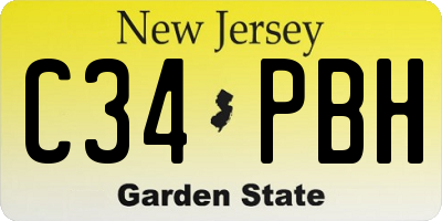 NJ license plate C34PBH