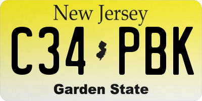NJ license plate C34PBK
