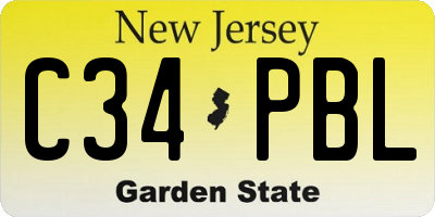 NJ license plate C34PBL