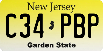 NJ license plate C34PBP