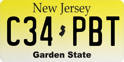 NJ license plate C34PBT