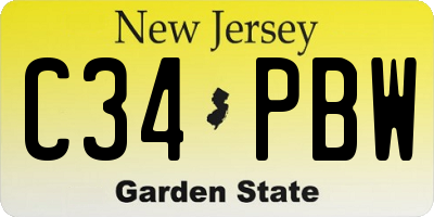 NJ license plate C34PBW