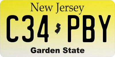 NJ license plate C34PBY