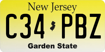 NJ license plate C34PBZ