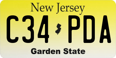 NJ license plate C34PDA