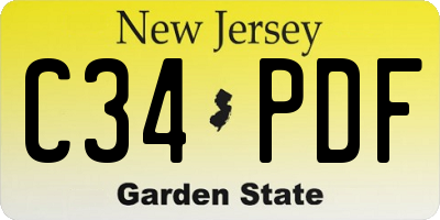 NJ license plate C34PDF