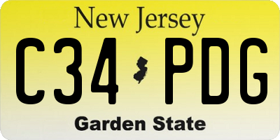 NJ license plate C34PDG