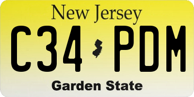 NJ license plate C34PDM