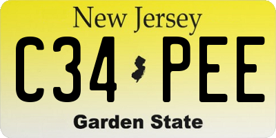 NJ license plate C34PEE
