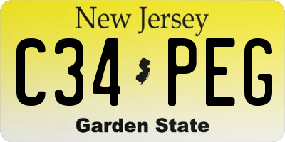 NJ license plate C34PEG