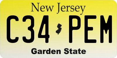 NJ license plate C34PEM