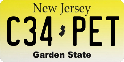 NJ license plate C34PET