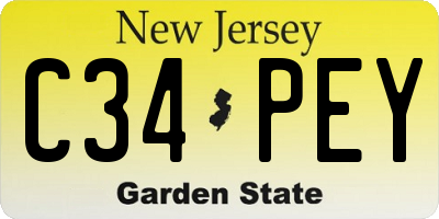 NJ license plate C34PEY