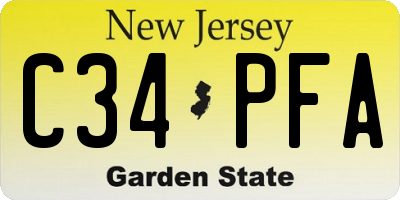 NJ license plate C34PFA