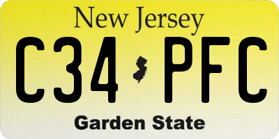 NJ license plate C34PFC