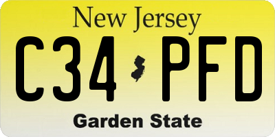 NJ license plate C34PFD