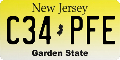 NJ license plate C34PFE