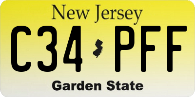 NJ license plate C34PFF