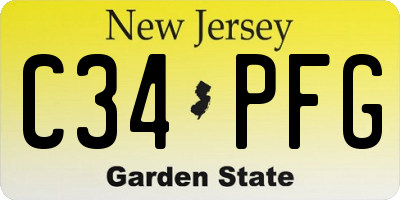 NJ license plate C34PFG