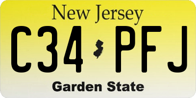 NJ license plate C34PFJ